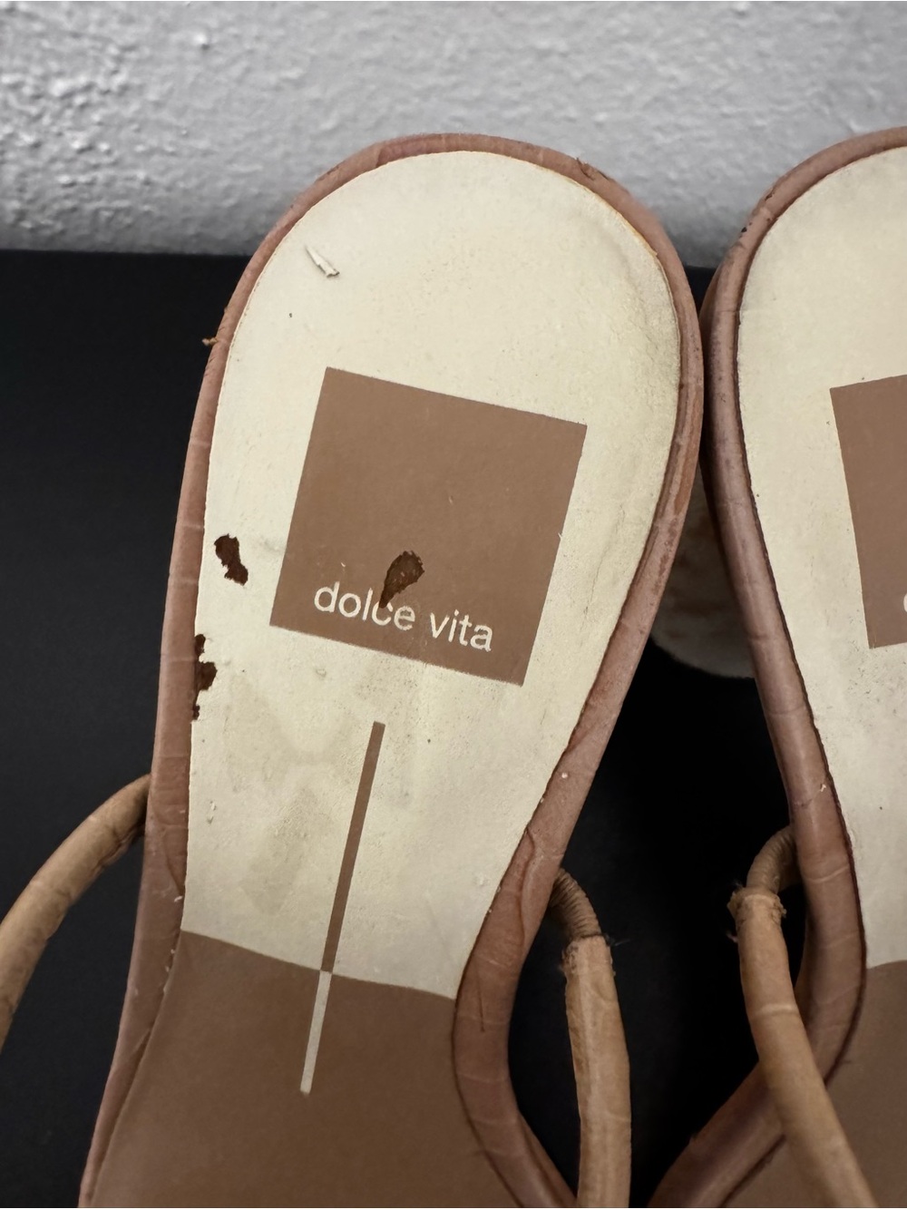 Dolce Vita Tan Croc-Embossed Double Strap Heel Sandals w/ Pony Hair Heel - Picture 5 of 12